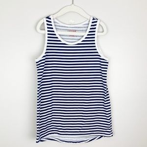 Cat & Jack - Medium Girls Navy Blue & White Striped Tank Top